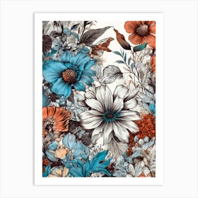 Floral Pattern nature meadow flowers Art Print