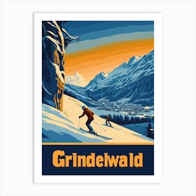 Aihrgdesign A 1970s Inspired Travel Poster For Grindelwald Art Print