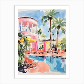 The Ritz Carlton Bacara, Santa Barbara   Santa Barbara, California   Resort Storybook Illustration 8 Art Print