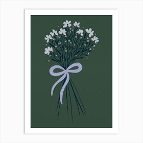 Floral Bouquet With Bow Sage green and Periwinkle Art Print