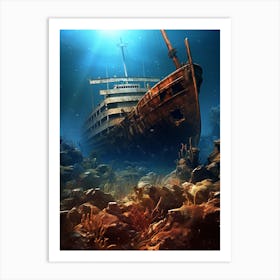 Titanic Ship Wreck Sea  Art Print