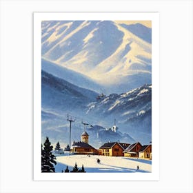Gudauri, Georgia Ski Resort Vintage Landscape 1 Skiing Poster Art Print