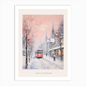 Dreamy Winter Painting Poster Zurich Switzerland 6 Art Print