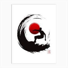 Enso Surf Japanese black Art Print