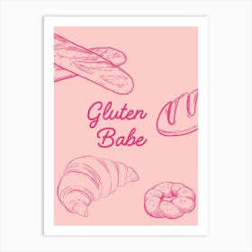Gluten Babe Pink Poster Art Print