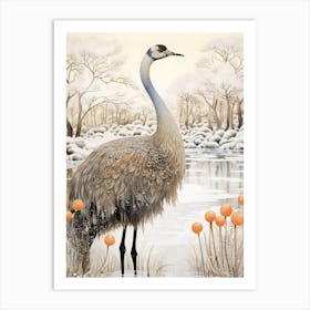 Winter Bird Painting Ostrich 2 Art Print