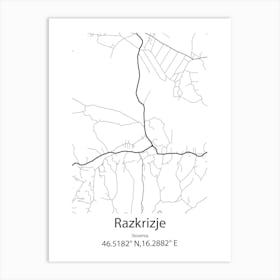 Razkrizje,Slovenia Minimalist Map Art Print