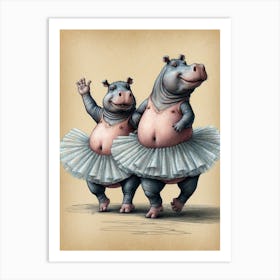 Ballerina Hippo 1 Art Print