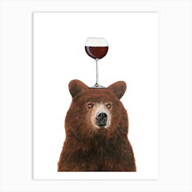 Bear With Wineglass Art Print