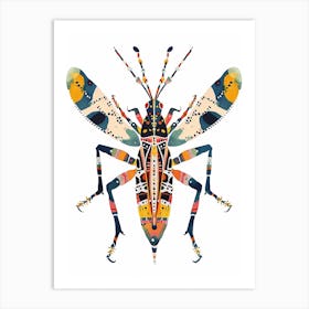 Colourful Insect Illustration Katydid 11 Art Print