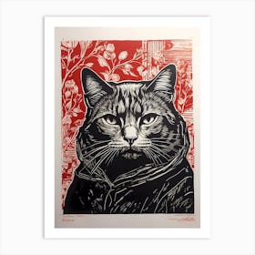 Cat In Red Art Print