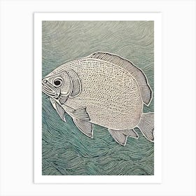 Giant Ocean Sunfish Linocut Art Print