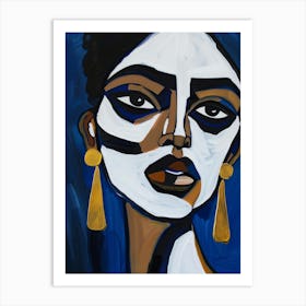 Blue And White Woman Art Print