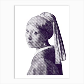 Girl with a Pearl Earring Purple Art Print