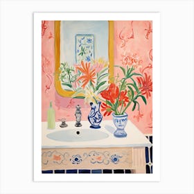 Bathroom Vanity Painting With A Snapdragon Bouquet 1 Art Print