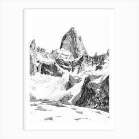 Cerro Torre Argentinachile Line Drawing 4 Art Print