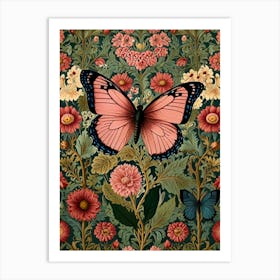 Butterfly And Flowers Art Print