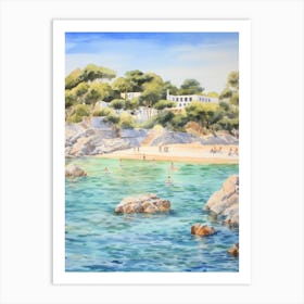 Swimming In Skiathos Greece Watercolour Art Print