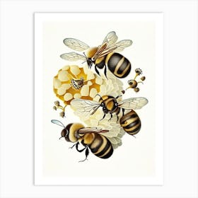 Buzzing Bees 3 Vintage Art Print