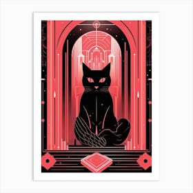 The Judgment Tarot Card, Black Cat In Pink 1 Art Print