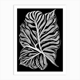 Papaya Leaf Linocut 2 Art Print
