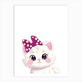 Cute Kitten With Bow Art Print