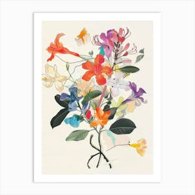 Honeysuckle 3 Collage Flower Bouquet Art Print