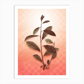 Grey Willow Vintage Botanical in Peach Fuzz Tartan Plaid Pattern n.0067 Art Print