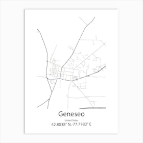 Geneseo,United States Minimalist Map Art Print