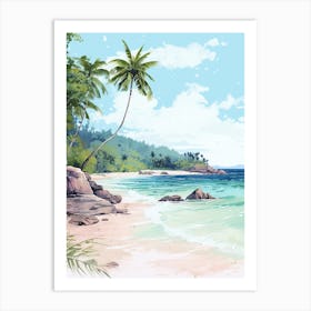 A Sketch Of Anse Cocos, La Digue Seychelles 1 Art Print