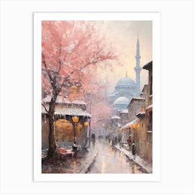 Dreamy Winter Painting Istanbul Turkey Art Print