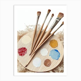 A Palette With Paintbrushes Art Print