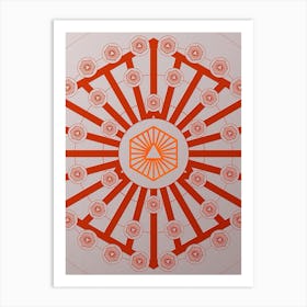 Geometric Abstract Glyph Circle Array in Tomato Red n.0061 Art Print