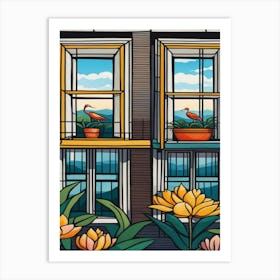 Windows And Flowers Art Print