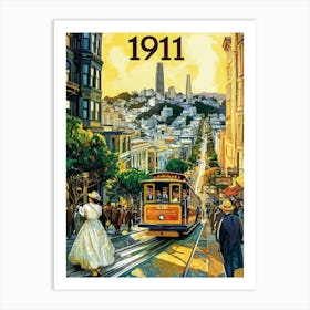 Aihrgdesign A Retro Travel Poster Of San Franciscos First Ele F16a474c 277f 4003 B467 646c95d27fbe 2 Art Print