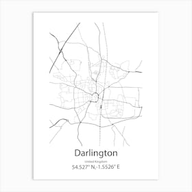 Darlington,United Kingdom Minimalist Map Art Print