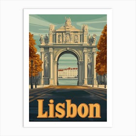 Aihrgdesign A Retro Travel Poster For Lisbon Featuring The Ma E6e2de76 0a31 4d2e 9dd9 B1ce3bc303c4 2 Art Print