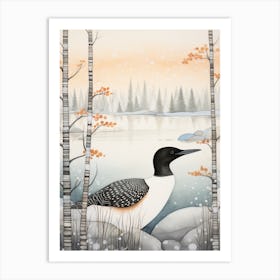 Winter Bird Painting Loon 3 Art Print