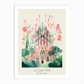 La Sagrada Familia   Barcelona, Spain   Cute Botanical Illustration Travel 6 Poster Art Print