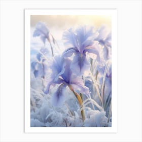 Frosty Botanical Iris 1 Art Print