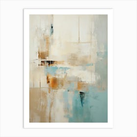 Teal And Beige Abstract Raw Painting 0 Art Print