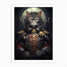 Cat In Armor Art Print