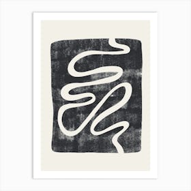 Curly Line On Black Art Print