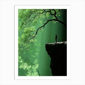 Person Standing On A Cliff Art Print