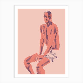 A Man Posing Pink Art Print