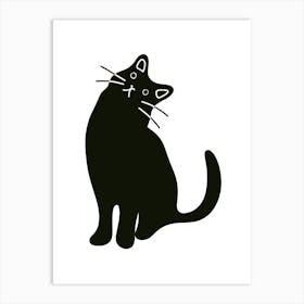 Black Cat Kawaii Cute Drawing Illustration 1 Art Print