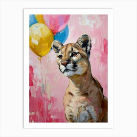 Cute Puma 3 With Balloon Art Print