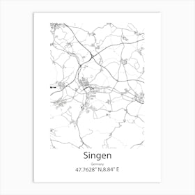 Singen,Germany Minimalist Map Art Print