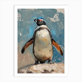 Galapagos Penguin Colour Block Painting 2 Art Print