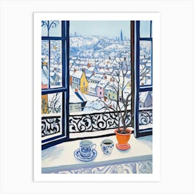 The Windowsill Of Zurich   Switzerland Snow Inspired By Matisse 3 Art Print